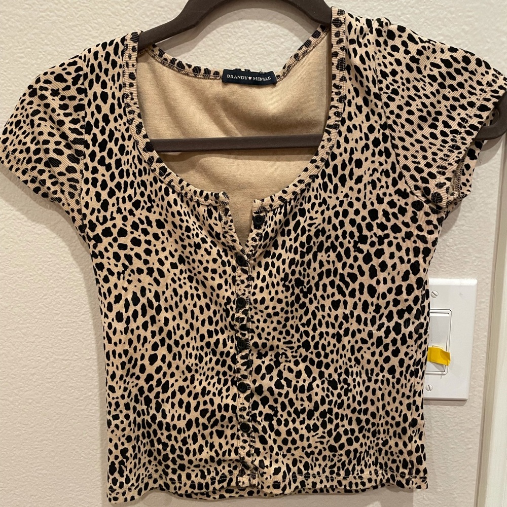 Brandy Melville cheetah button down top